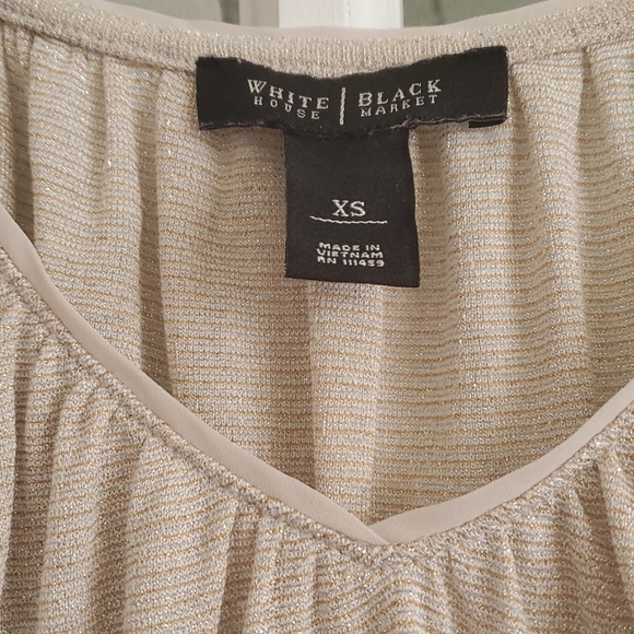 WHBM White House Black Market Gold Silver Metallic V-neck Top - Picture 2 of 5